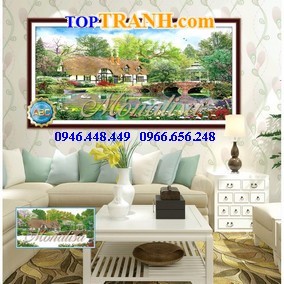 Tranh gắn đá ngôi nhà tuổi thơ